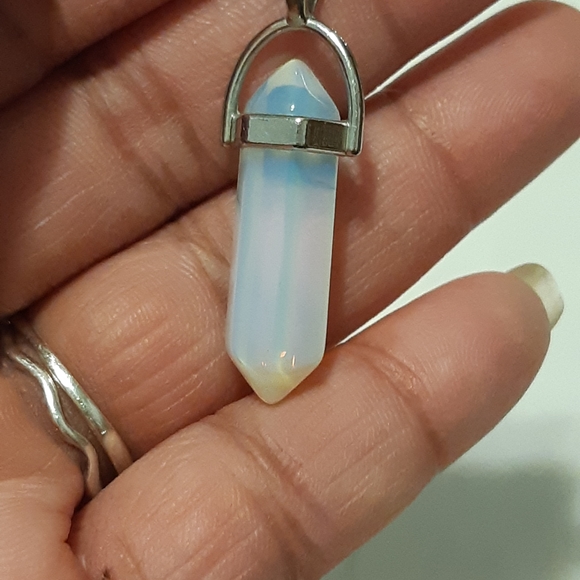 Moon Stone Necklace, Necklace Is Stamped 925, Pendant Is Not, Necklace Is 24.5"L - Picture 11 of 12